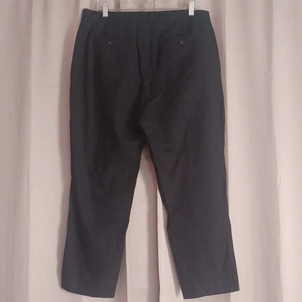 Banana Republic Avery Tie Waist Linen Blend Pants Mid Rise Tailored Ankle Black